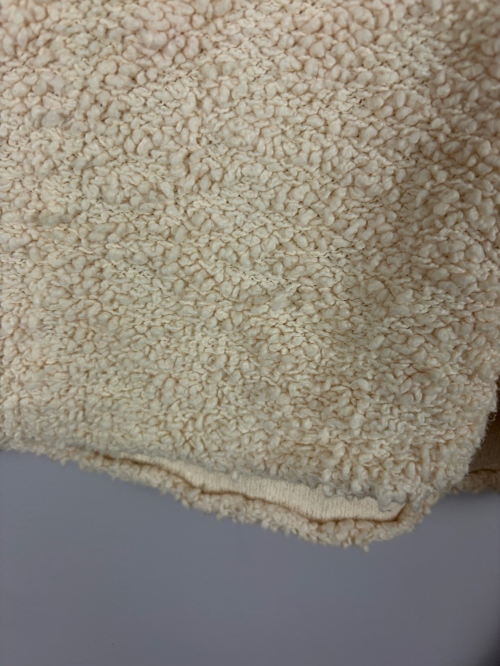 Free People Cream Fuzzy Knit Cropped Sweater V-Neck Cozy Pullover Medium - Picture 10 of 14